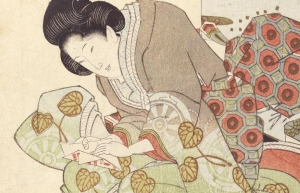 W kimonie i z wachlarzem