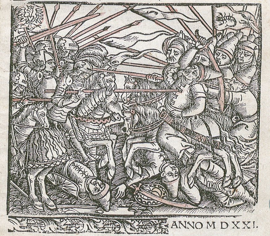 Strona z Kroniki polskiej Macieja Miechowity. Strona jest zapisana tekstem w łacinie. Jeden z akapitów zaczyna się ornamentalnym inicjałem litery V. Kolumna z tekstem tego akapitu jest przesunięta nieco w prawo, a obok niej znajduje się podobizna króla Wł