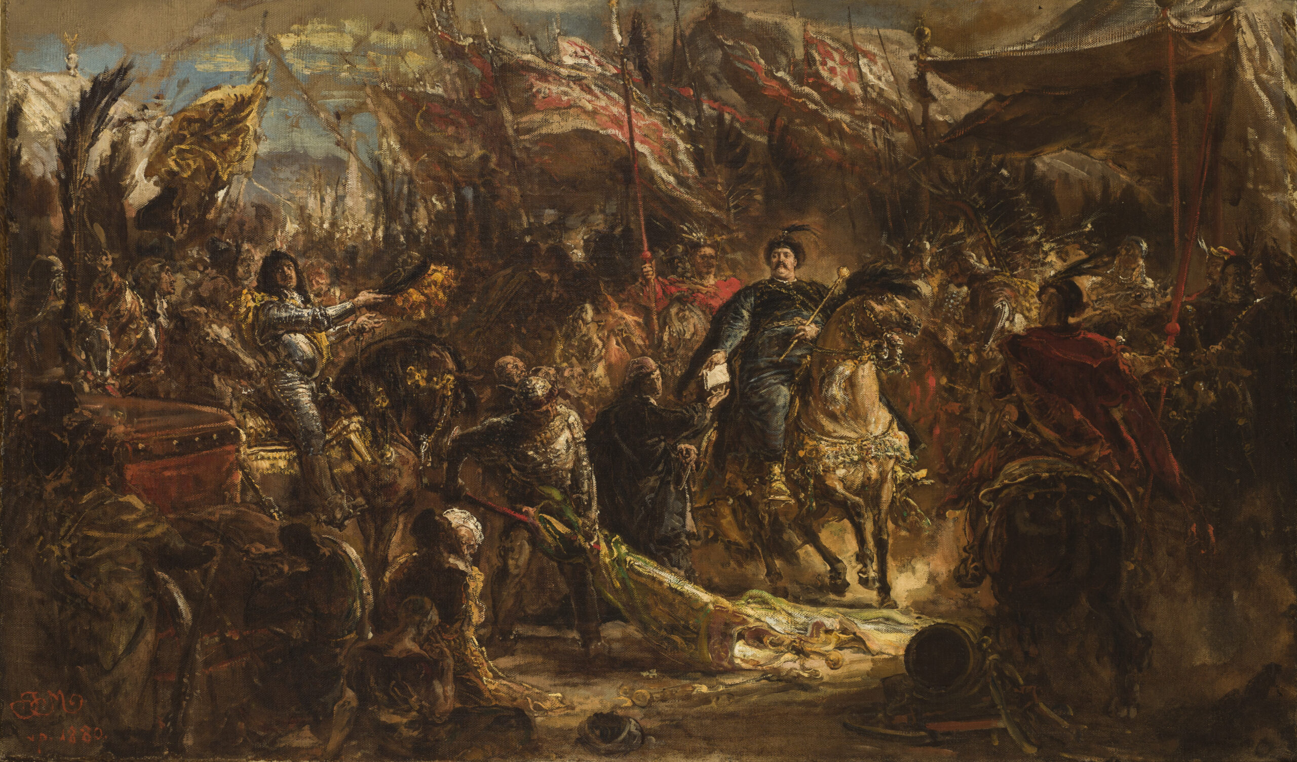 Jan III Sobieski wręcza kanonikowi Denhoffowi list do papieża…