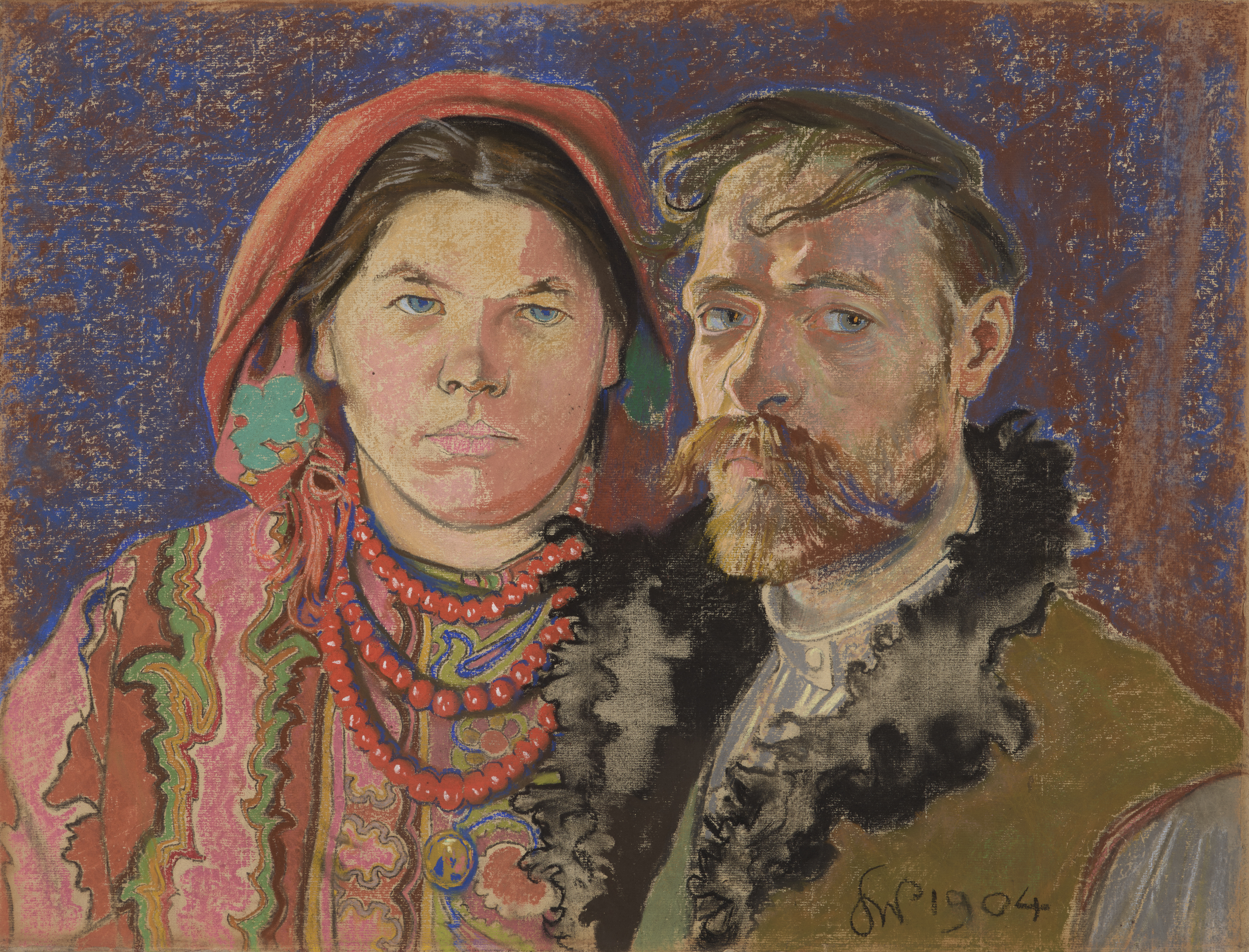Stanisław Wyspiański, Autoportret z żoną, pastel, papier, 1904
